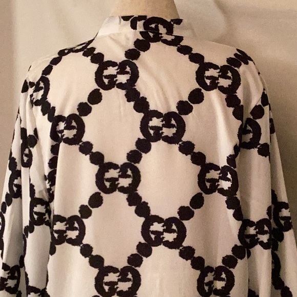 COPY - NNT Cream & black color front bow Double G button down long sleeves shir… - Picture 7 of 8